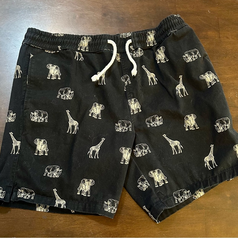 Forever 21 Black Athletic Shorts with Animal Safari Print, Men's L - Picture 2 of 6